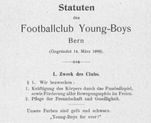 Les statuts des YB, qui portaient alors encore le nom de Footballclub Young-Boys, en mars 1898.