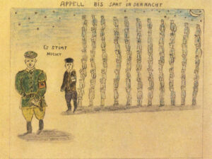 Drawing by Kalman Landau, who was incarcerated in the Buchenwald concentration camp.