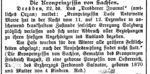 The Swiss press, in this case the 'Tägliche Anzeiger für Thun und das Berner Oberland', also reported on Louise and Leopold.