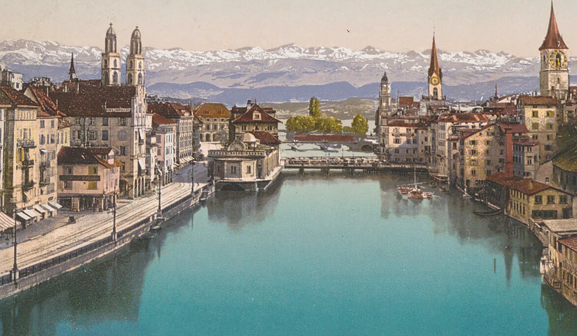 Photochrom-Bild von Zürich.