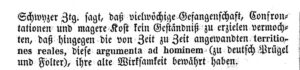 Ausschnitt aus dem Zuger Volksblatt vom 1. Mai 1861.