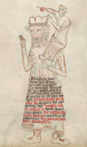 Zwerg auf den Schultern eines Riesen. Süddeutschland, um 1410